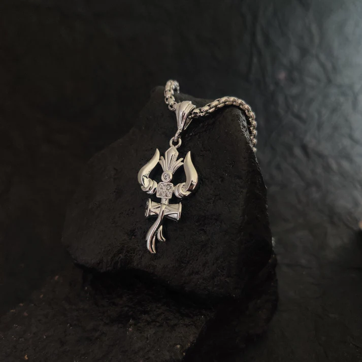 Trishul Trident Gold Plated Pendant with Chain