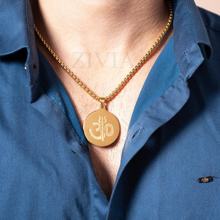 18k Trishul Om Pendant with Chain